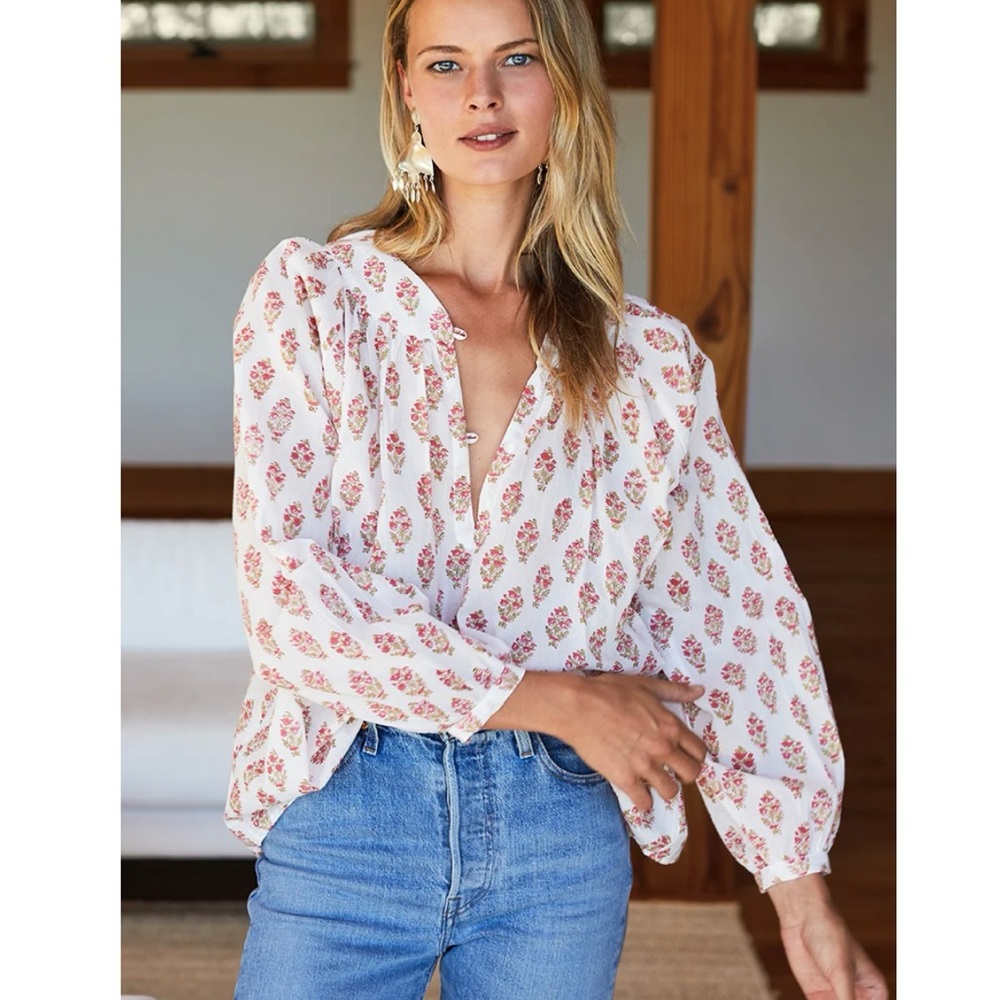 Emerson Fry India collection olympia shirt in June flowers.  Great condition